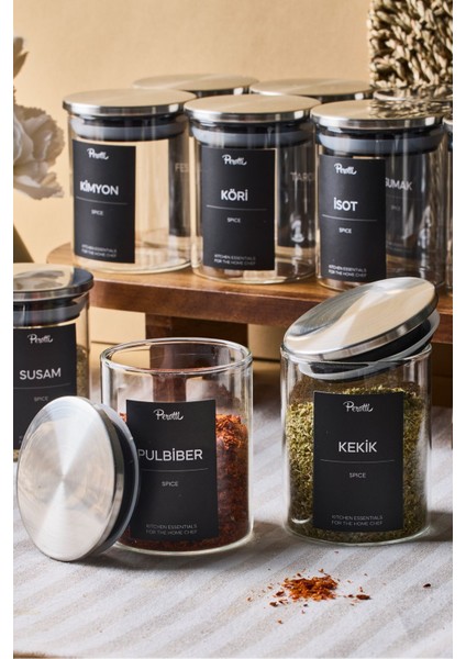12'li Cam Baharatlık Seti, Metal Kapak, 225 Ml, Şık ve Kullanışlı Tasarım fırsatları
