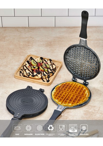 Döküm Granit Waffle Tavası Bakalit Sap fiyatları