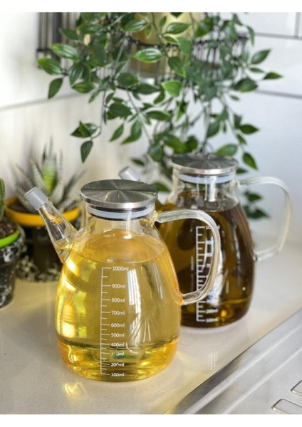 Iki Adet Cam Yağlık ve Sirkelik, 1000ML, Şık ve Dayanıklı Set