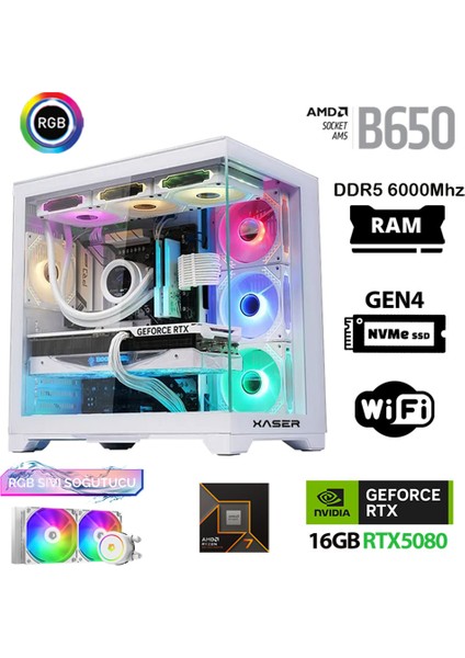 Velox X320 Ryzen 7 9800X3D 64GB Ddr5 Ram 2tb M.2 Nvme SSD 16GB RTX5080 Masaüstü Oyuncu Bilgisayarı