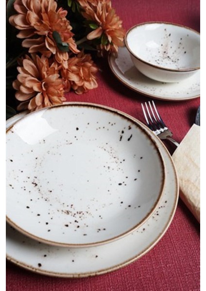 Bej 6 Kişilik 6 Çift Çukur Tabak Takımı, Şık ve Kullanışlı Set fiyatları