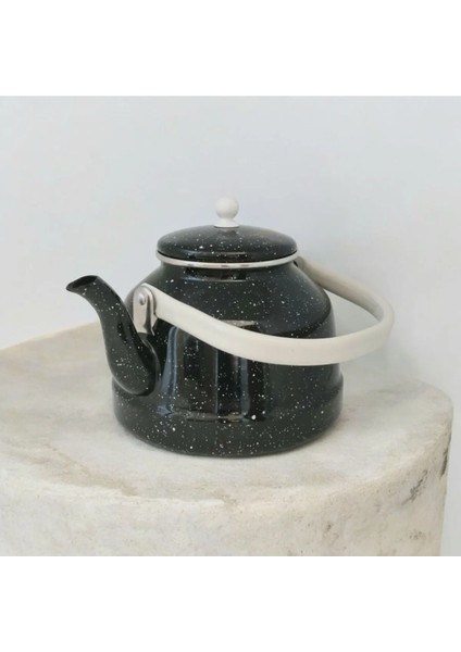 Siyah Emaye Çaydanlık 3.5 Litre Dekoratif ve Kullanışlı Dalmaçyalı Model