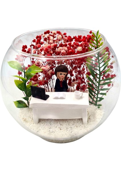 Teraryum Akvaryum Cam Fanus İş Tebriği Yeni İşinde Başarılar Arkadaşa Hediye Sevgiliye Hediye Esmer Bayan