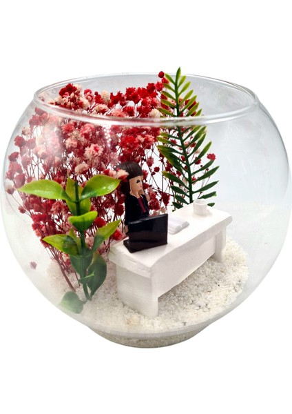 Teraryum Akvaryum Cam Fanus İş Tebriği Yeni İşinde Başarılar Arkadaşa Hediye Sevgiliye Hediye Esmer Bayan modelleri