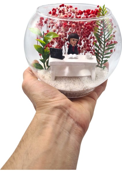 Teraryum Akvaryum Cam Fanus İş Tebriği Yeni İşinde Başarılar Arkadaşa Hediye Sevgiliye Hediye Esmer Bayan indirimleri