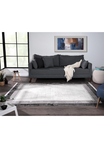 Dark DK002G Gri Halı Antrasit Kenar Çerçeveli Akrilik Tozuaz Modern Salon Halısı Yatak Odası fiyatları