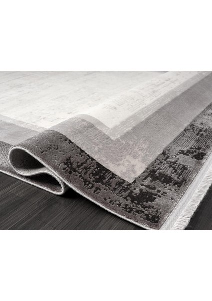 Dark DK002G Gri Halı Antrasit Kenar Çerçeveli Akrilik Tozuaz Modern Salon Halısı Yatak Odası modelleri