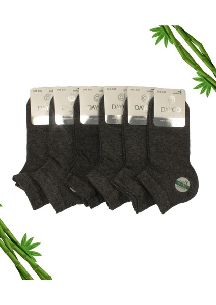 Antrasit Dikişsiz Premium Erkek Bambu Patik Çorap 6'lı Set