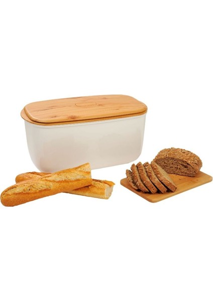 Bambu Desenli Ekmeklik, 11 Litre, Şık ve Kullanışlı, Beyaz Renk