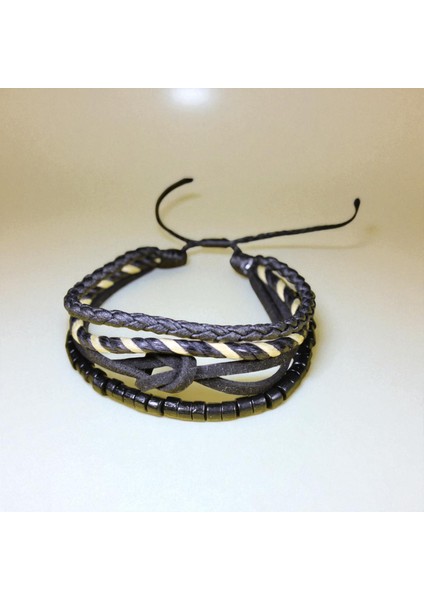 Siyah Gemici Düğümlü El Yapımı Bileklik – Ayarlanabilir Asansör Bağlı Unisex Tasarım