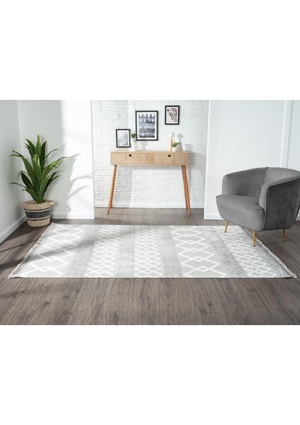 Sümer SM003A Gri Halı Iskandinav Desen Dekoratif Modern Tozuyok Antialerjik Salon Halısı Koridor modelleri