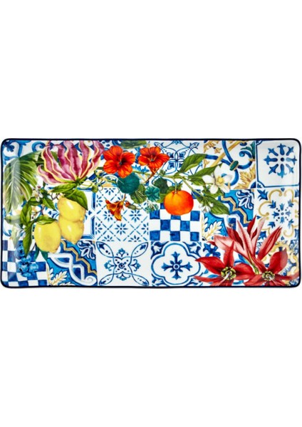 Renkli 2'li Küçük Dikdörtgen Tabak, 26,5X13 Cm, Şık ve Kullanışlı Mutfak Aksesuarı