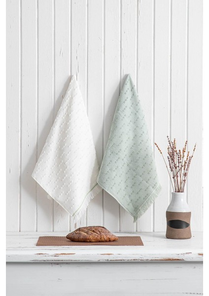 Krem ve Mint Renkli 2'li Mutfak Havlusu Seti, Şık ve Pratik Kullanım Sağlar. indirimleri