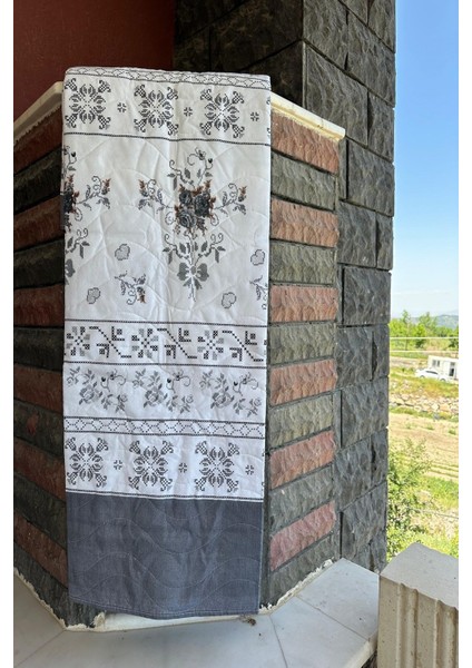 Çift Kişilik Çok Amaçlı Yazlık Desenli Pike Yatak Örtüsü 195X220CM Gri