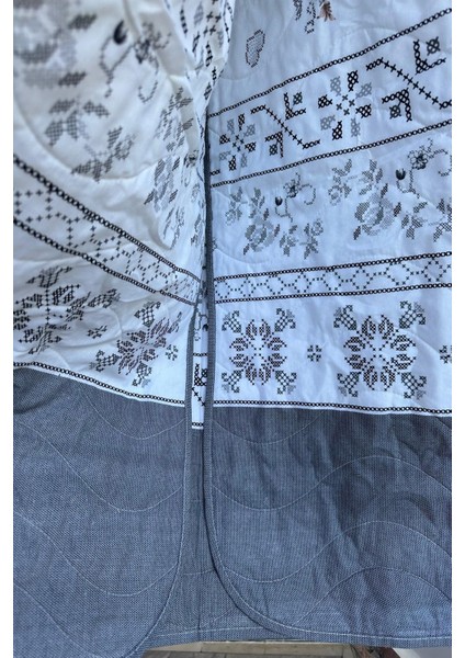 Çift Kişilik Çok Amaçlı Yazlık Desenli Pike Yatak Örtüsü 195X220CM Gri modelleri