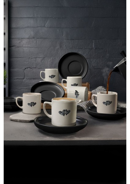 Şık 12 Parça Kahve Takımı, 6 Kişilik, Beyaz, Modern ve Zarif Tasarım