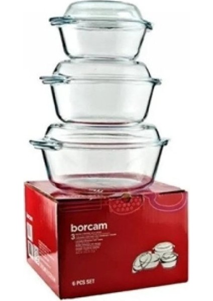 Turuncu Borcam Kapaklı Tencere 3'lü Set, 6 Parça, Dayanıklı ve Şık Mutfak Gereci