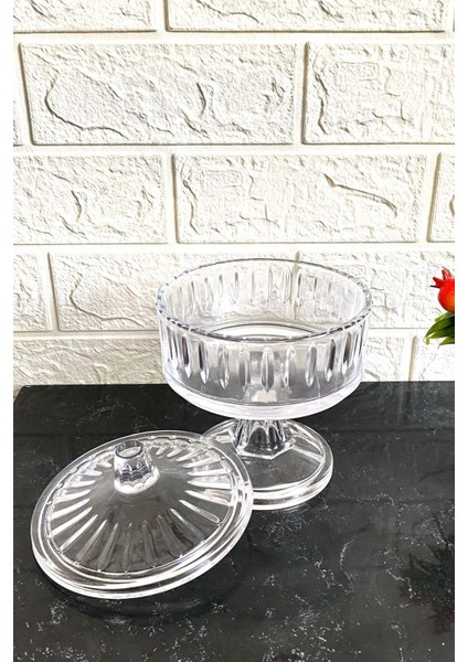 Turuncu Ayaklı Cam Pupa Kurabiyelik ve Şekerlik Sunumluk 14X16,5 cm fiyatları