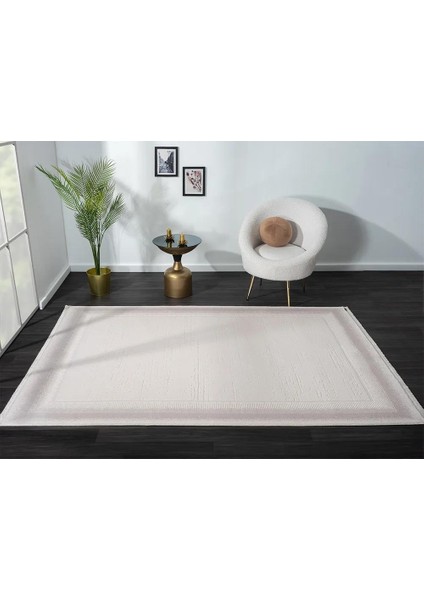 Truva TV012A Bej Halı Kenar Çerçeveli Kalın Akrilik Tozuaz Modern Salon Halısı Yatak Odası Koridor fiyatları