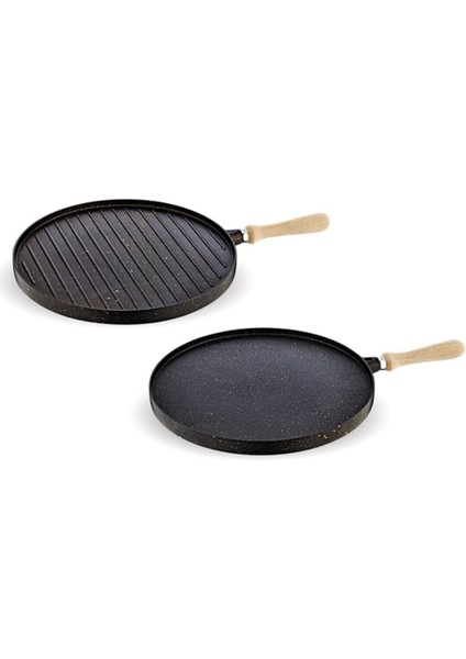 Çift Taraflı Siyah Grill ve Gözleme Tava, Pratik Kullanım ve Dayanıklı Tasarım