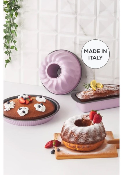 Renkli 3'lü Karbon Çelik Kek Kalıbı Seti, Pembe