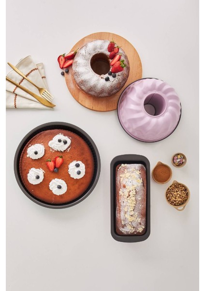 Renkli 3'lü Karbon Çelik Kek Kalıbı Seti, Pembe fiyatları