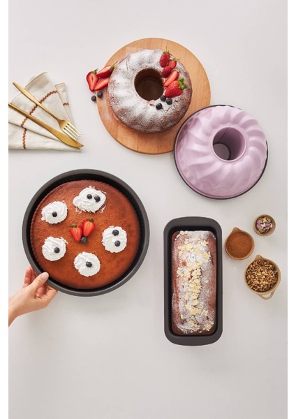 Renkli 3'lü Karbon Çelik Kek Kalıbı Seti, Pembe modelleri