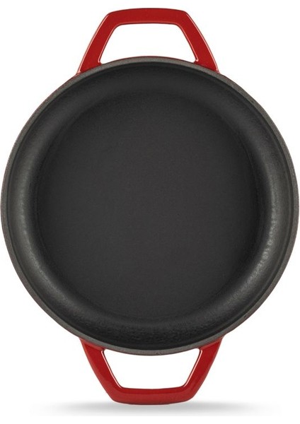 Kırmızı 22CM Çift Kulplu Döküm Sahan Tava, Dayanıklı ve Şık Mutfak Gereci modelleri