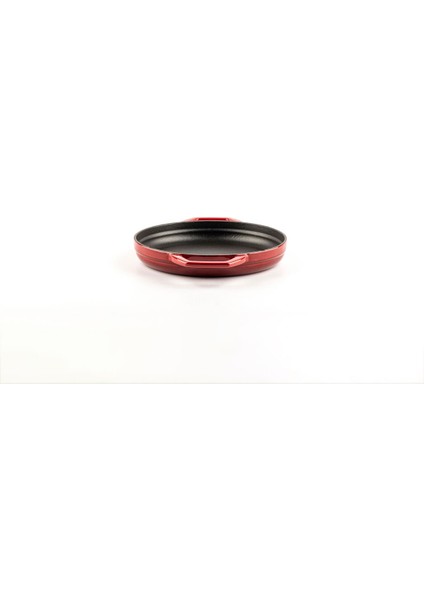 Kırmızı 22CM Çift Kulplu Döküm Sahan Tava, Dayanıklı ve Şık Mutfak Gereci indirimleri