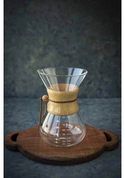 Ahşap Tutacaklı Chemex 800 Ml, Şık ve Kullanışlı Kahve Demleme Aracı