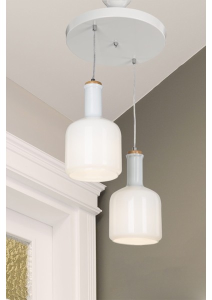 Modern 2'li Beyaz Avize, Şık ve Zarif Aydınlatma Seçeneği