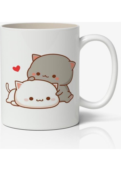 Sevimli Kedili Tasarımlı Beyaz Kahve Kupası, Şık ve Kullanışlı Hediye Seçeneği