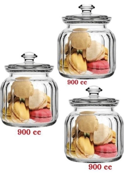 3'lü 900CC Cam Saklama Kabı Seti, Sağlıklı ve Şeffaf Saklama Çözümü