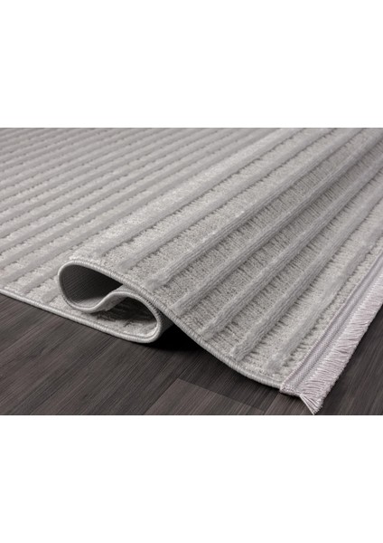 Sümer SM008G Gri Antrasit Çizgi Desen Halı Dekoratif Modern Tozuyok Antialerjik Salon Halısı Koridor fırsatları
