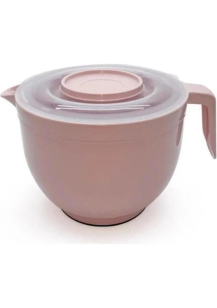 3 Lt Pudra Pembe Mikser Kasesi ve Kapaklı Karıştırma Kabı