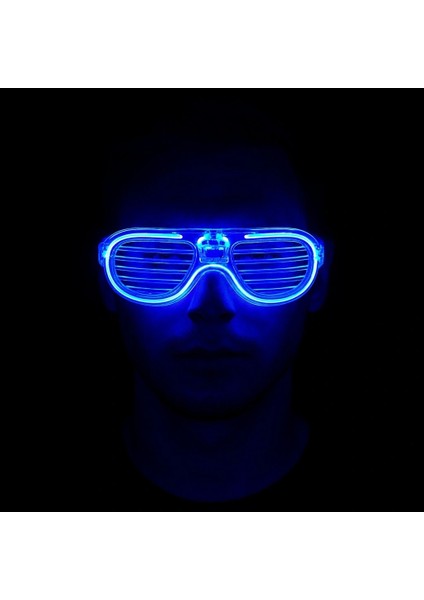Mavi LED Işıklı Parti Gözlüğü - Neon Glow Şerit Gözlük 3 Modlu fiyatları