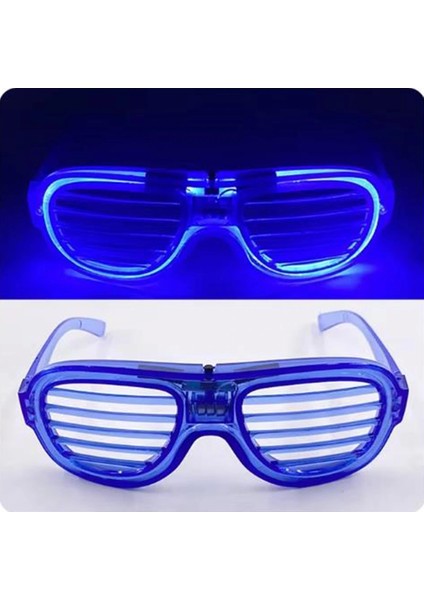 Mavi LED Işıklı Parti Gözlüğü - Neon Glow Şerit Gözlük 3 Modlu indirimleri