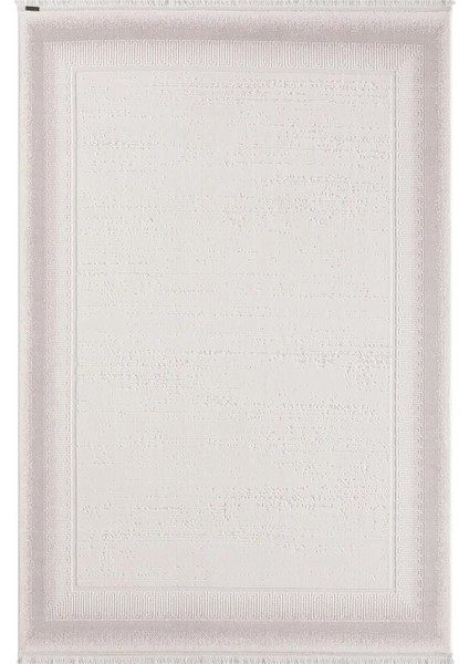 Truva TV012A Bej Halı Kenar Çerçeveli Kalın Akrilik Tozuaz Modern Salon Halısı Yatak Odası Koridor