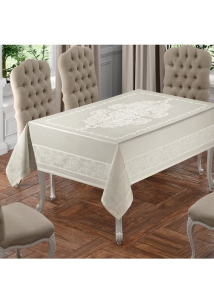 Krem Renkli Leke Tutmaz ve Sıvı Geçirmez Masa Örtüsü, Şık ve Koruyucu Tasarım