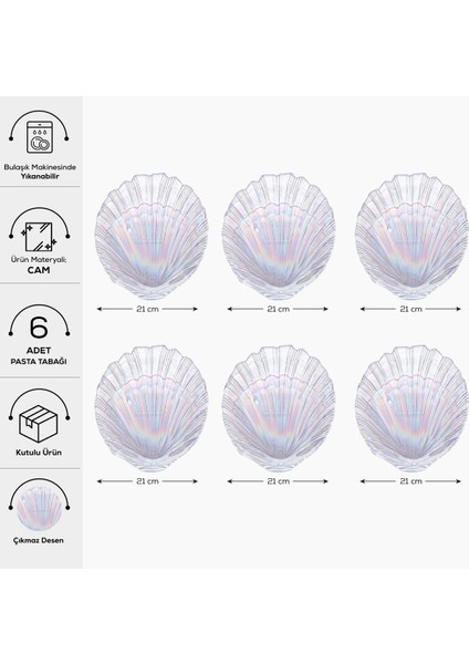 6 Parça Lüsterli Cam Pasta ve Tatlı Seti, 21 Cm, Şık ve Zarif Tasarım fırsatları