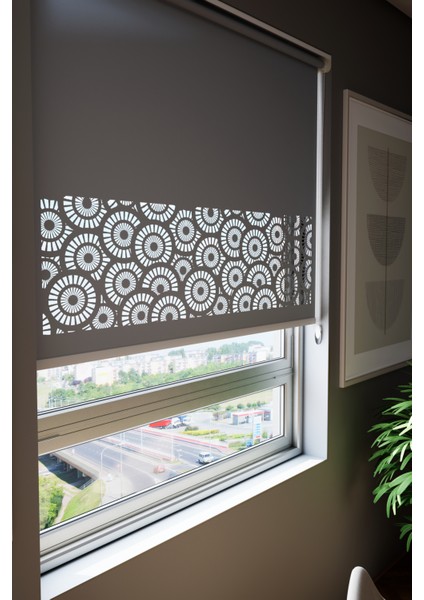 Lazer Kesim Mat Stor Perde, Lazer Kesimli Modern Serisi, M-201004 Antrasit Renk fiyatları