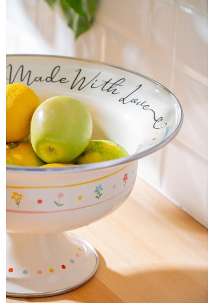 Çok Renkli Emaye Ayaklı Meyvelik 28 Cm, Şık ve Renkli Ev Dekorasyonu modelleri