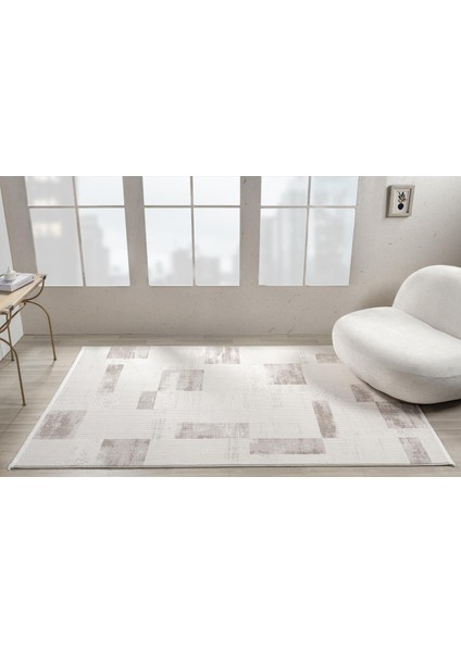 Truva TV035K Krem Rengi Halı Bej Geometrik Detaylı Akrilik Yumuşak Modern Salon Halısı fiyatları