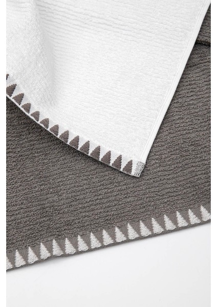 Yumuşak Pamuklu Çift Havlu, Krem-Antrasit, 50X70 Cm, Şık ve Kullanışlı Ürün. modelleri