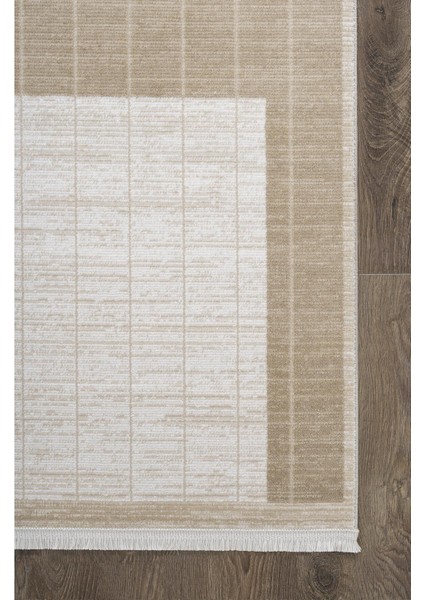 Merit MR008A Krem Halı Vizon Geometrik Desenli Ince Yumuşak Akrilik Modern Salon Oturma Odası Halısı indirimleri