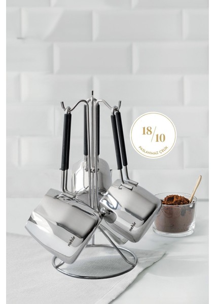 Şık 4 Parça Paslanmaz Çelik Cezve Seti, Dayanıklı ve Modern Tasarım fiyatları