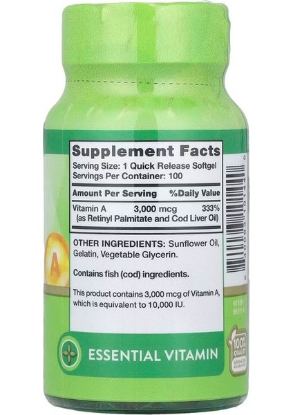 A 10.000 IU 3000 mg 100 Kapsül fiyatları