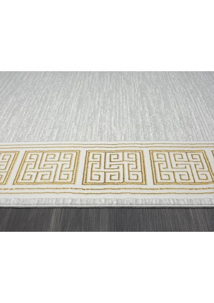 Zenith ZN002A Gri Halı Gold Kenar Çerçeveli Modern Parlak Yumuşak Kadife Ince Antialerjik Salon indirimleri