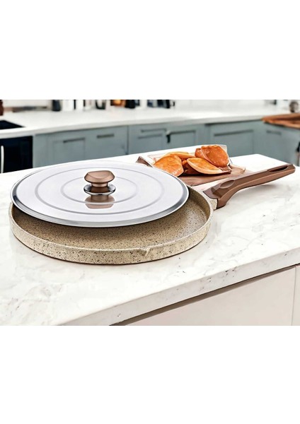 Iki Parça Döküm Tava Seti, 34X3 Cm, 2,2 L, Kum Beji Renk