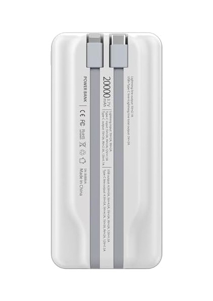 Labs BP18 22.5W 20.000MAH LCD Ekran Dahili Kablolu Taşınabilir Powerbank (Beyaz) fiyatları